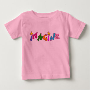 T-shirt Pour Bébé Imaginez dans le lettrage coloré