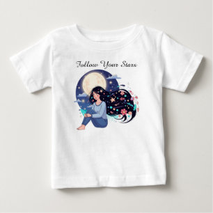 T-shirt Pour Bébé Impression d'art de femme céleste Suivez vos étoil