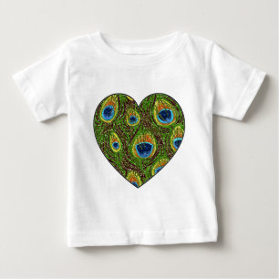 T-shirt Pour Bébé Impression d'art scintillante de plume de paon