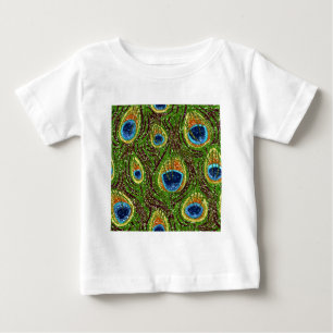 T-shirt Pour Bébé Impression de plumes de paon colorées