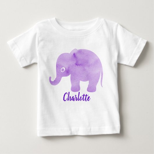 T-shirt Pour Bébé Impression de tache d'éléphant à l'aquarelle perso (Devant)