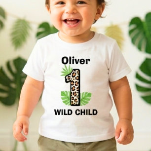 T-shirt Pour Bébé Impression léopard Wild One Premier Anniversaire