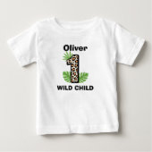 T-shirt Pour Bébé Impression léopard Wild One Premier Anniversaire (Devant)