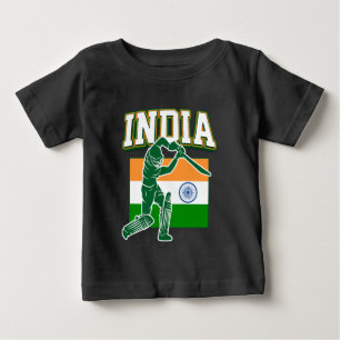 T-shirt Pour Bébé Inde Cricket avec Drapeau Indien cadeau