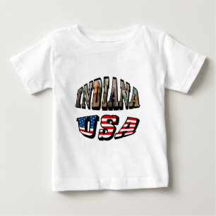 T-shirt Pour Bébé Indiana USA - Drapeau et texte de la photo