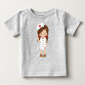 T-shirt Pour Bébé Infirmière, Médecine, Docteur, Jolie Fille, Cheveu (Devant)