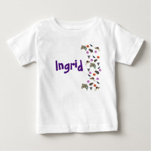 T-shirt Pour Bébé Ingrid, nom logo avec faune australienne, 
