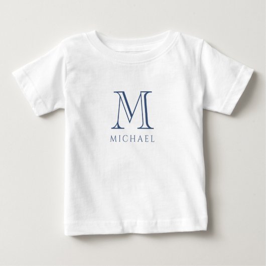 T-shirt Pour Bébé Initiales de nom en bleu marine pour garçon  (Devant)