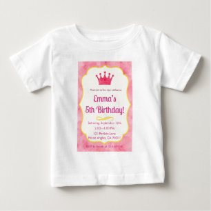 T-shirt Pour Bébé Invitation d'anniversaire Couronne Rose zazzlema