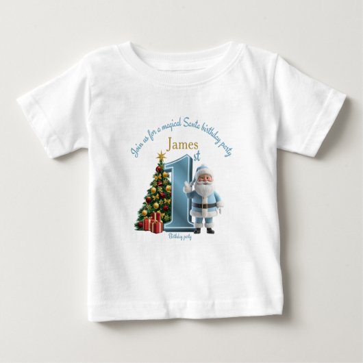 T-shirt Pour Bébé Invitation d'anniversaire Magique de Père Noël – 1 (Devant)