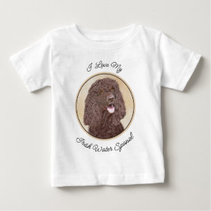T-shirt Pour Bébé Irish Water Spaniel Peinture - Original Dog Art