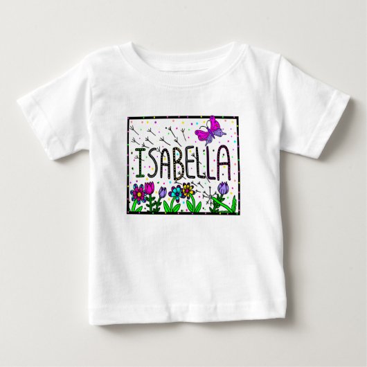 T-shirt Pour Bébé Isabella Girl's Name, Whimsical Art (Devant)