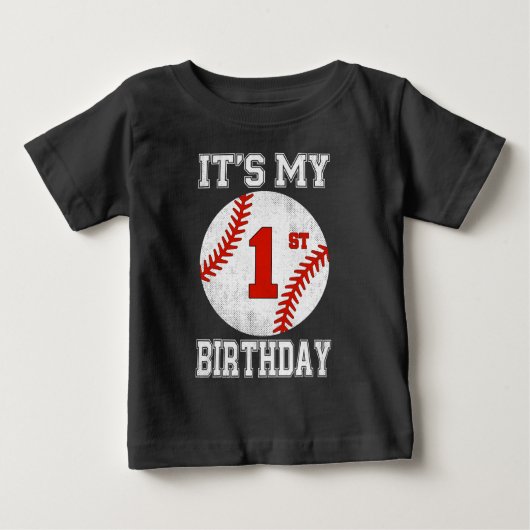 T-shirt Pour Bébé It’s My 1st Birthday Baseball Design (Devant)