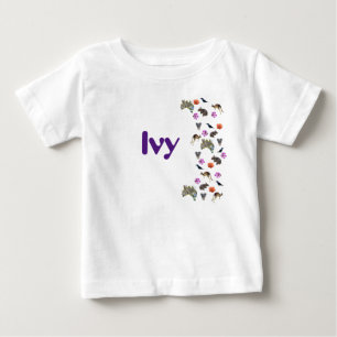 T-shirt Pour Bébé Ivy, nom de fille avec faune australienne,  