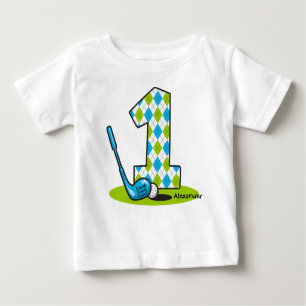 T-shirt Pour Bébé Jacquard Golf 1er anniversaire Personnalisé