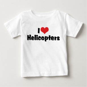 T-shirt Pour Bébé J'adore les hélicoptères Heart