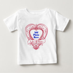 T-shirt Pour Bébé J'adore mon cousin ! Photo Red Hearts
