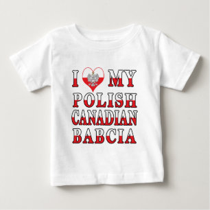 T-shirt Pour Bébé J'adore mon drapeau canadien polonais Babcia