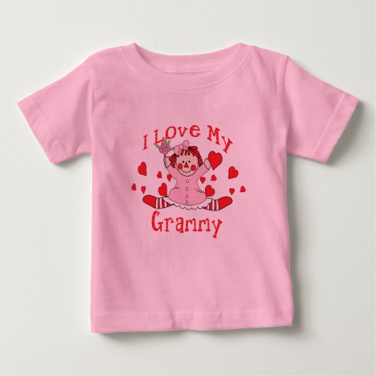 T-shirt Pour Bébé J'adore My Grammy Rag Doll & Hearts (Devant)