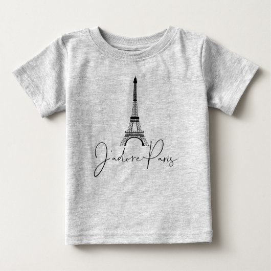 T-shirt Pour Bébé J'adore Paris Eiffel Tower Cute Grey (Devant)
