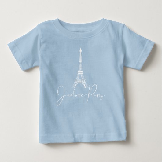 T-shirt Pour Bébé J'adore Paris Tour Eiffel Cute Blue (Devant)