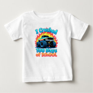 T-shirt Pour Bébé J'Ai Écrasé 100 Jours De Camion Monster De L'École