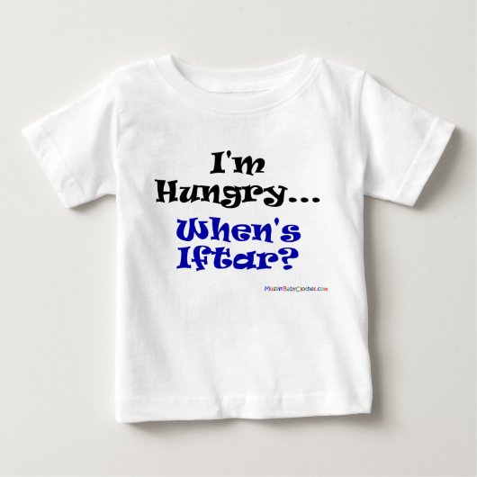 T-shirt Pour Bébé J'ai faim. quand est iftar ? (Devant)