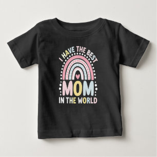 T-shirt Pour Bébé J'Ai La Meilleure Maman Au Monde Boho Rainbow