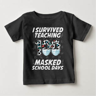 T-shirt Pour Bébé J'Ai Survécu En Enseignant 100 Jours Scolaires Mas