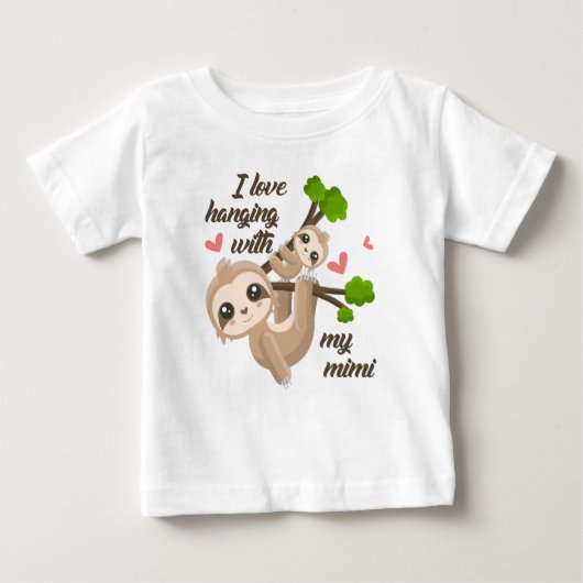 T-shirt Pour Bébé J'aime accrocher avec mon Mimi (Devant)