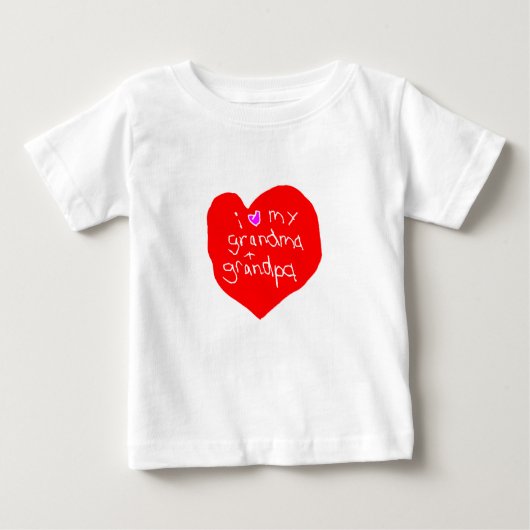 T-shirt Pour Bébé J'aime grand-mère et grand-père (Devant)