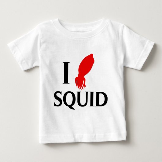 T-shirt Pour Bébé J'Aime Le Calmar (Devant)