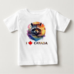 T-shirt Pour Bébé J'aime le Canada, le raton laveur,