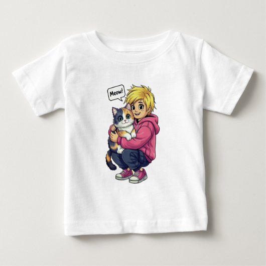 T-shirt Pour Bébé J'aime le chat (Devant)