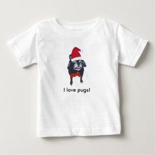 T-shirt Pour Bébé J'aime les carlins chemise de carlin de Noël pour 
