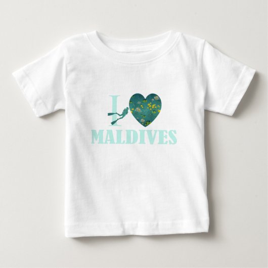 T-shirt Pour Bébé J'aime les Maldives (Devant)