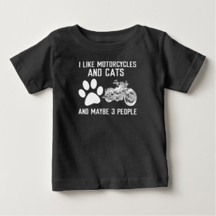T-shirt Pour Bébé J'Aime Les Motocyclettes Et Les Chats Un Don D'Art