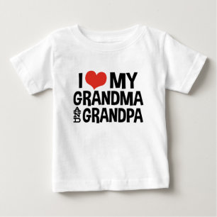 T-shirt Pour Bébé J'aime ma grand-mère et mon grand-père
