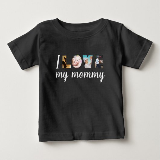 T-shirt Pour Bébé J'aime ma maman personnalisées lettres photo noir (Devant)