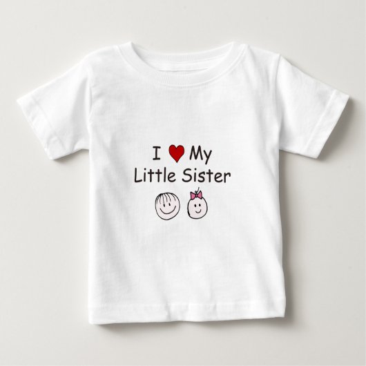 T-shirt Pour Bébé J'Aime Ma Petite Soeur ! (Devant)