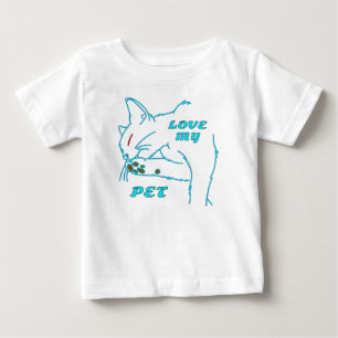 T-SHIRT POUR BÉBÉ J'AIME MON CUTE AQUA PET CAT