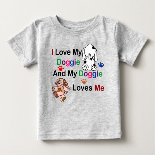 T-shirt Pour Bébé J'Aime Mon Doggie Toddler Tee (Devant)