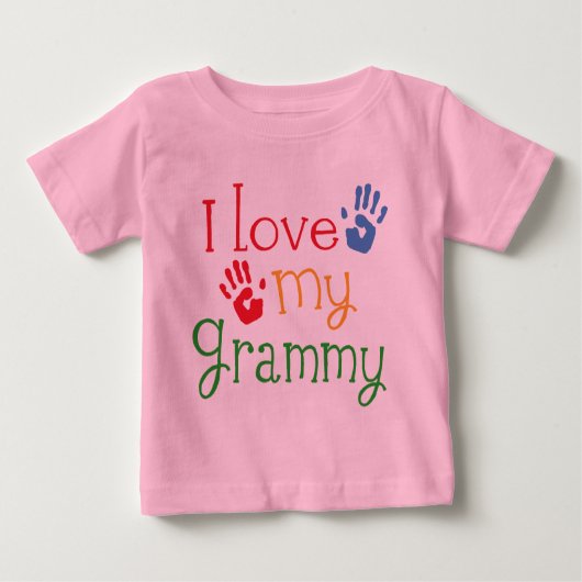 T-shirt Pour Bébé J'aime mon Grammy Handprints (Devant)