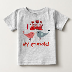 T-shirt Pour Bébé "J'aime mon gruncle !" avec des perruches