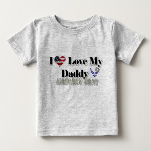 T-shirt Pour Bébé J'Aime Mon Papa (Brat De L'Armée De L'Air) (Devant)