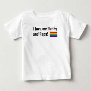 T-shirt Pour Bébé J'aime mon papa et Papa Pride Drapeau Tee