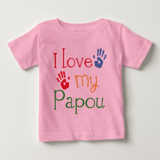 T-shirt Pour Bébé J'aime mon Papou (Handprints) (Devant)