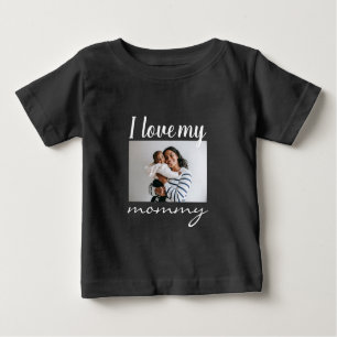 T-shirt Pour Bébé J'aime mon texte calligraphie maman, photo noir