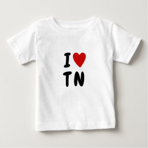 T-shirt Pour Bébé J'aime T N   Cœur texte personnalisé TN Tennessee