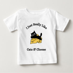 T-shirt Pour Bébé J'aime vraiment beaucoup les chats et le fromage é